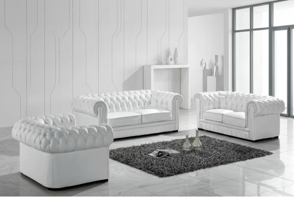 Chesterfield bankstellen bankstellen bekleden leer 3-zits bankstel sets