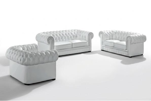 Chesterfield bankstellen bankstellen bekleden leer 3-zits bankstel sets