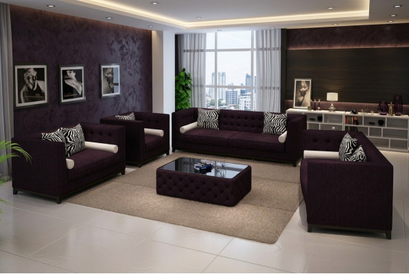 Bankstel lederen bank bank bankstellen set bank bekleding bank 4-delig fauteuil