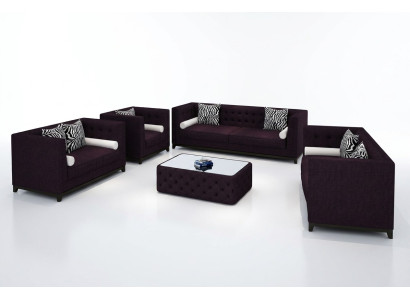 Bankstel lederen bank bank bankstellen set bank bekleding bank 4-delig fauteuil