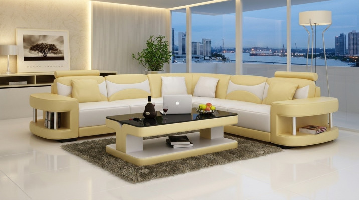 Ontwerp hoekbank van leer bank bank stoffering hoek zitkamer inrichting set