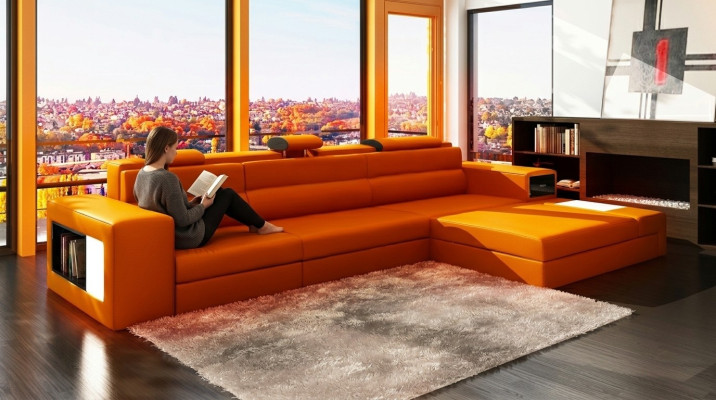 Ontwerpersbank bankstelsel hoekbank met voetenbank woonlandschap bekleding