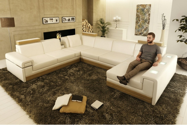 Leren bankstel Bankstel Hoekbank Hoekbank Set Ontwerp Modern Sofa