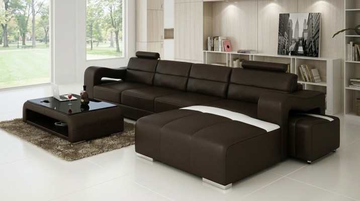 Bankstel bekleding set woonlandschap design hoekbank leer nieuw L-vorm