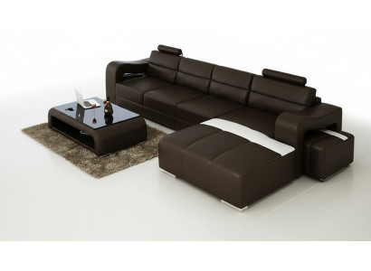 Bankstel bekleding set woonlandschap design hoekbank leer nieuw L-vorm
