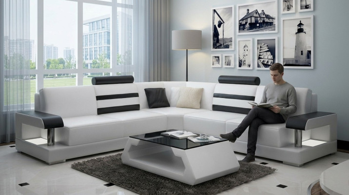 Hoekbank Leren Bank Bank Bekleding Hoek Zit Woonlandschap Set L Vorm