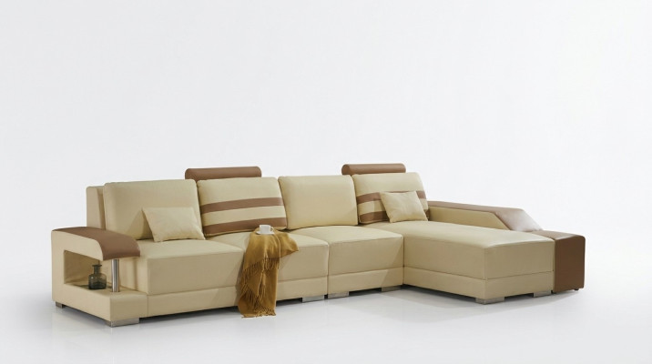 Leren bank L-vorm Bank Woonlandschap Hoekbank Set Ontwerp Moderne Bank Beige