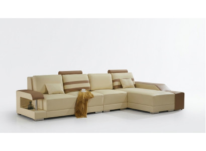 Leren bank L-vorm Bank Woonlandschap Hoekbank Set Ontwerp Moderne Bank Beige