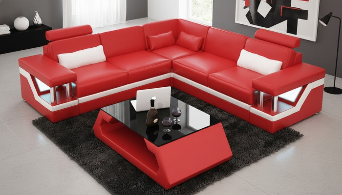 Bank hoekbank Leer Woonlandschap Set Design Modern Bank L-Vorm