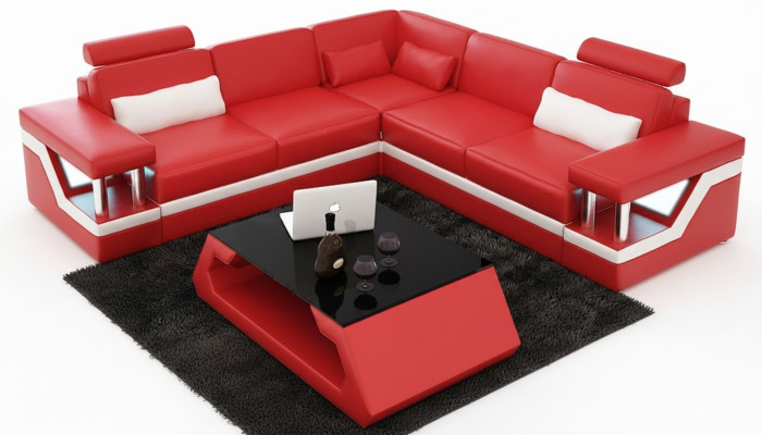 Bank hoekbank Leer Woonlandschap Set Design Modern Bank L-Vorm