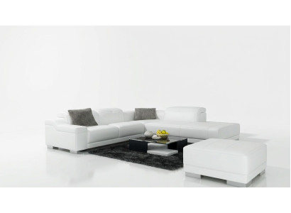 Designer bankstel set bank hoekbank met voetenbank woonlandschap bekleding