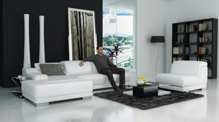 Moderne hoekbank L-vorm gestoffeerde zithoek bank + fauteuil hoekbank