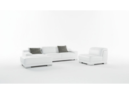 Moderne hoekbank L-vorm gestoffeerde zithoek bank + fauteuil hoekbank