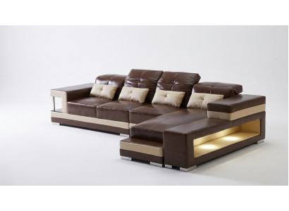 Hoekbank Leren Woonlandschap Set Design Modern Bank L-Vorm Bruin