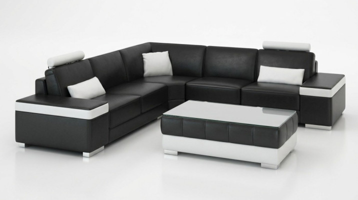 Leren bankstel meubels L-vorm bank woonlandschap hoekbank set ontwerp