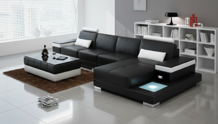 Bank hoekbank meubilair leer woongebied set ontwerp modern bankstel