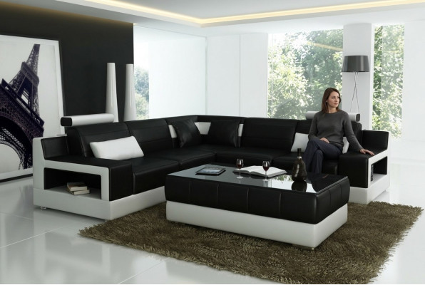 Designer set Bank Bank hoekbank met poef woonlandschap bekleding