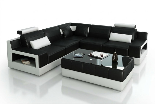 Designer set Bank Bank hoekbank met poef woonlandschap bekleding