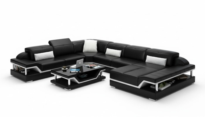 Designer Bank Bank Hoekbank met voetenbankje Bekleding set Woonlandschap U-vorm