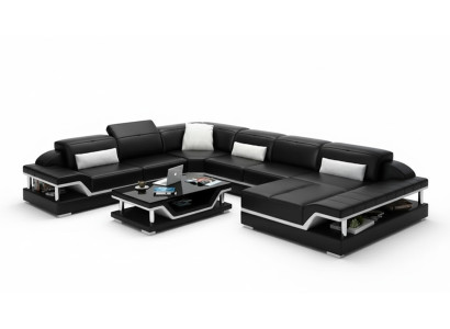 Designer Bank Bank Hoekbank met voetenbankje Bekleding set Woonlandschap U-vorm