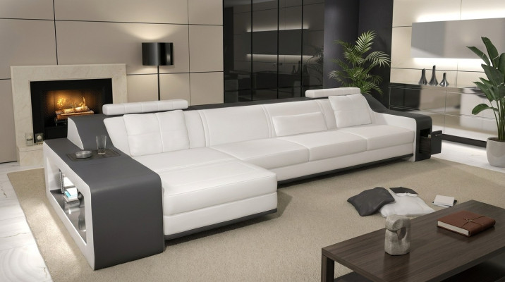 Designer bank hoekbank met poef woonlandschap bekleding set