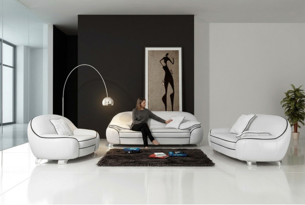 Leren bank Bank Bankstel 3+2-zits sets Design Modern Sofa