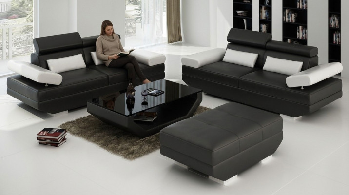 Luxe meubels bankstel bank bank stof 3+3 zits + voetenbank woonkamer