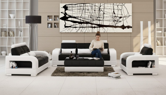 Leren bank Couch Bankstel 3+1+1 Zits suites Design Woonkamer