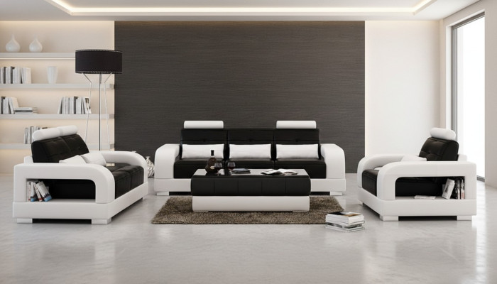 Leren bank Couch Bankstel 3+1+1 Zits suites Design Woonkamer
