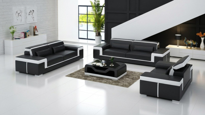 Luxe bankstel woonkamer 3+2 set stel leer gestoffeerde bankstellen