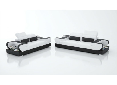 Luxe bankstel woonkamer set lederen bekleding banken sofa