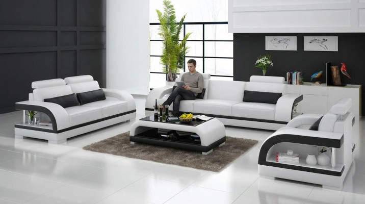 Luxe bankstel leren gestoffeerde banken bank woonkamer 3+2 set