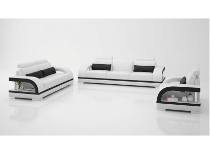Ledersofa Bank Bankstel 3+1+1 Zits Garnituren Ontwerp Modern Sofa