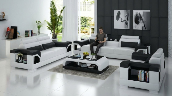 Leren bank Bank Bankstel 3+1+1 Zits bankstel Ontwerp Modern Bank
