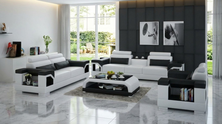 Leren bank Bank Bankstel 3+1+1 Zits bankstel Ontwerp Modern Bank