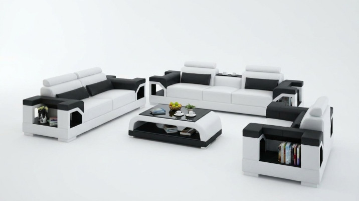Leren bank Bank Bankstel 3+1+1 Zits bankstel Ontwerp Modern Bank