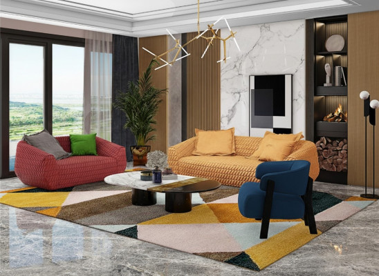 Bankstel Bankstel 3+2+1 Zitter Set Design Beklede Banken Bank Modern
