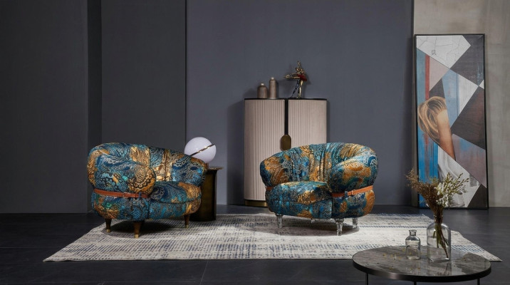 Ontwerp fauteuil bank sofa ontspan stof lounge luxe tv club bekleding