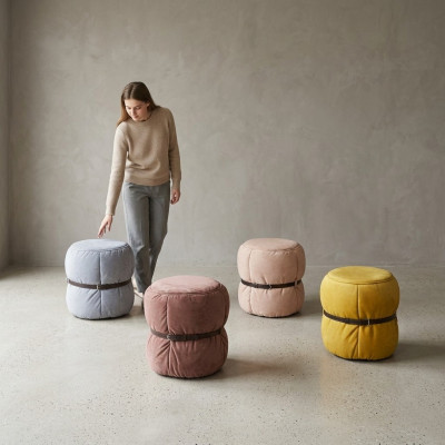 Ontwerp poef zitpoef woonkamer designer ronde moderne voetenbank.