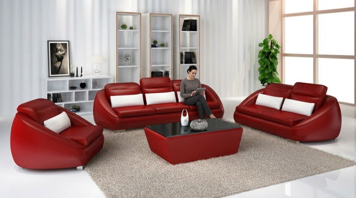 Luxe meubelbankstel bank bank stof 3+2 rode zitspons groep