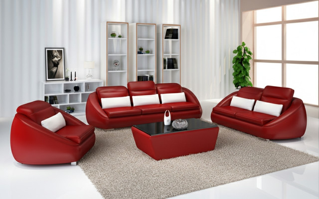 Luxe meubelbankstel bank bank stof 3+2 rode zitspons groep