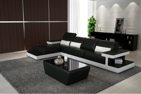 Leren moderne bank woonlandschap decor lederen bankstel bank L-vorm
