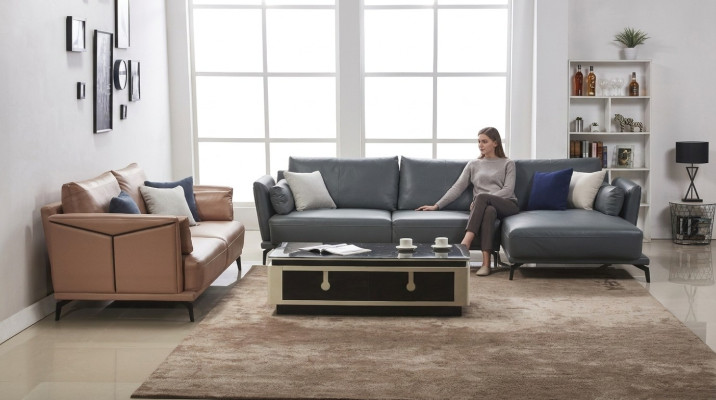 Designer bankstel bankstel hoekbank met voetenbank gestoffeerde woonlandschap