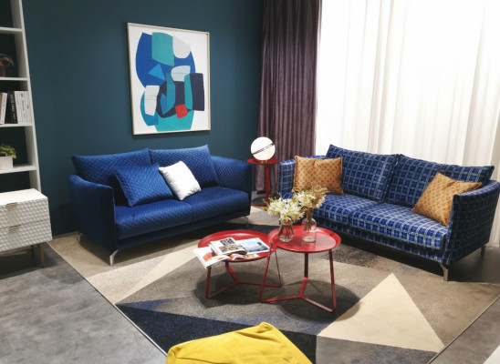 Ontwerp gestoffeerde luxe zitbank bank textiel bank 3-zits stof driezits fluweel