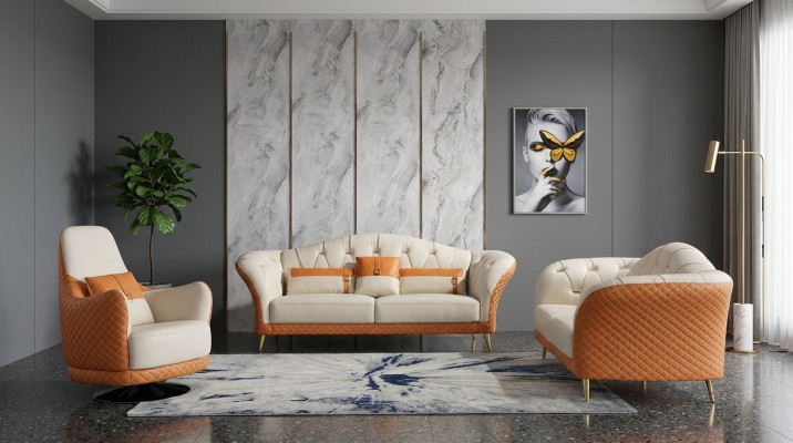 Luxe bankstel 3+1+1 zitsbank met meubelbank leren bankstel textielgroep