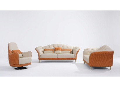 Luxe bankstel 3+1+1 zitsbank met meubelbank leren bankstel textielgroep