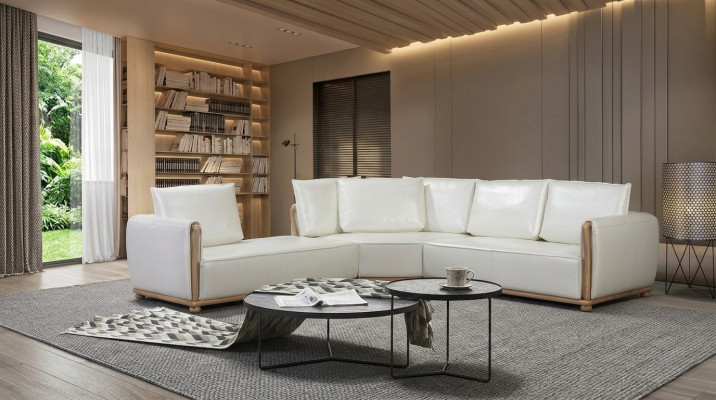 Designer bankstel set bank hoekbank met voetenbank stoffering woonlandschap
