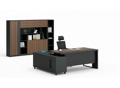 Ontwerp hoekbureau dossierkast kantoorinrichting directiekamer meubilair 2-delige set.