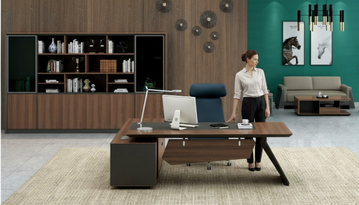 Schrijftafel kantoorinrichting 2-delige set Tafels plank Directeursbureau + archiefkast