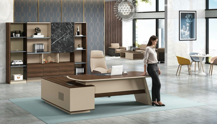 Chef Bureau L-vormige bureaus Kantoor Advocatenpraktijk Bedrijfsmeubilair Tafels